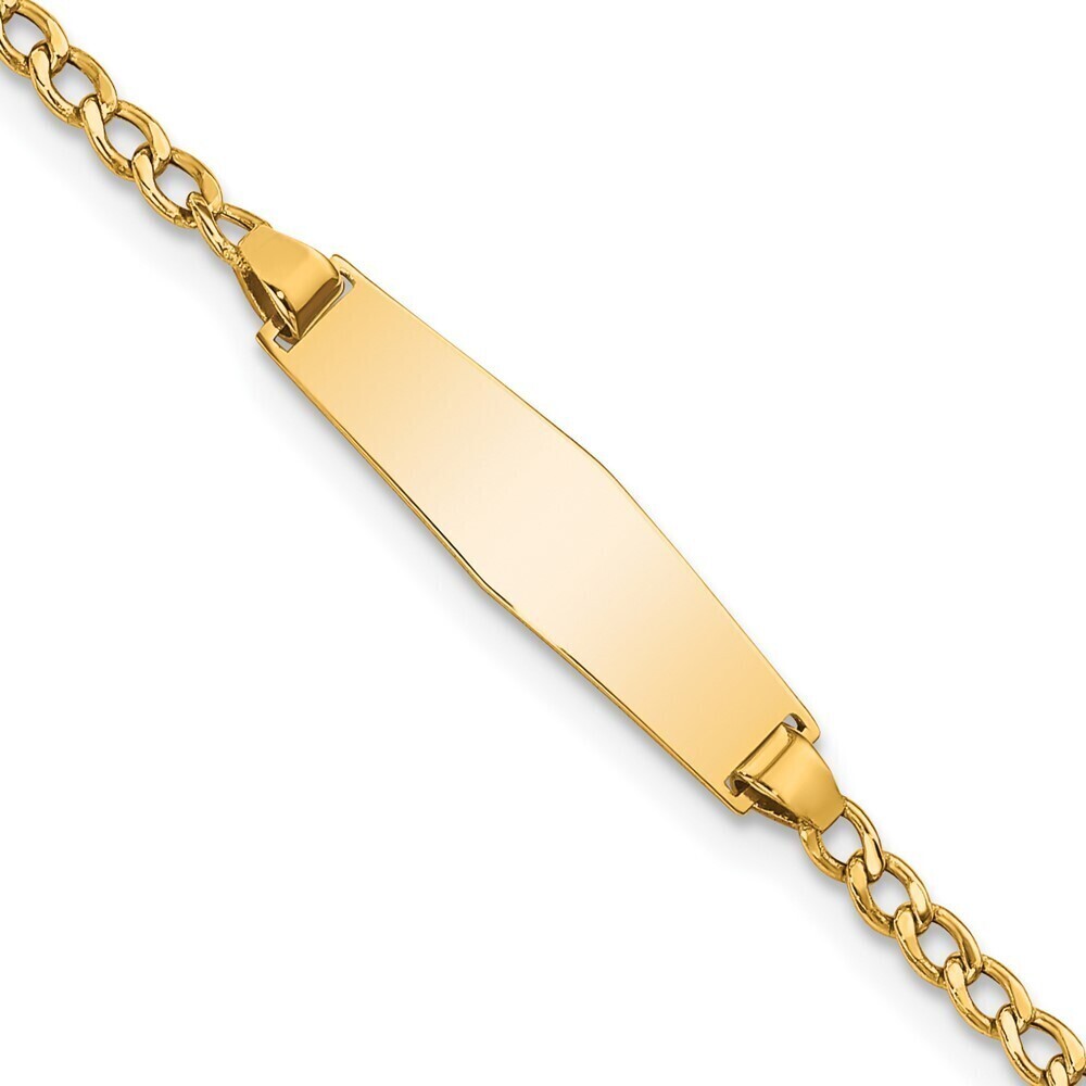 14k Yellow Gold Semi-solid Soft Diamond Shape Cuban Id Bracelet
